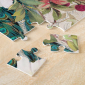 Antiker Illustrierter Pfau & Blume Grunge Puzzle (Seite)