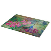 Antiker Illustrierter Pfau & Blume Grunge Schneidebrett (Ecke)