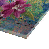 Antiker Illustrierter Pfau & Blume Grunge Schneidebrett (Ecke)