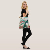 Antiker Illustrierter Pfau & Blume Grunge Tasche (Am Model)
