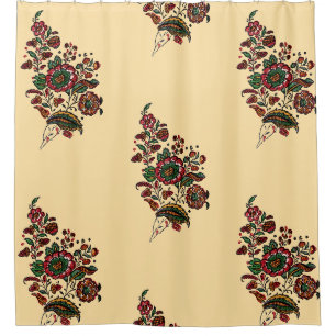 Antiker indischer Baumwoll-Chintz-Stoff Duschvorhang