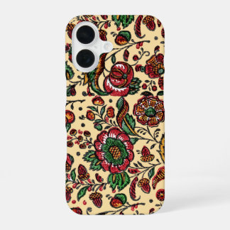 Antiker indischer Baumwoll-Chintz-Stoff iPhone 16 Hülle