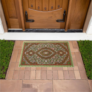 Antiker indischer orientalischer Blumen-Ornamentte Fußmatte