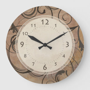 Antiker italienischer eleganter Wirbel Toskana Große Wanduhr