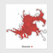 Antiker japanischer Drache Schwarz und Rot Aufkleber (Blatt)