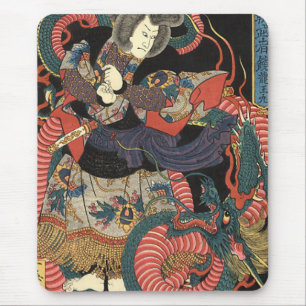 Antiker Japanischer Roter Drache Mousepad