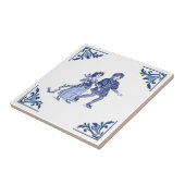 Antiker Junge und Mädchen Delft Ecken Blau und Wei Fliese (Seite)