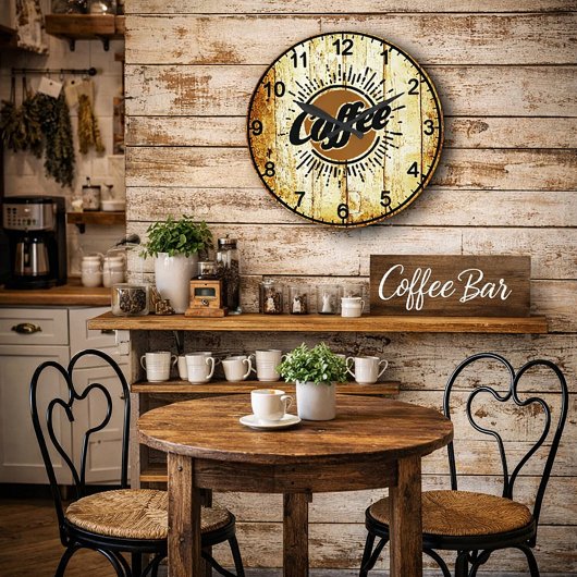 Antiker Kaffee Große Wanduhr