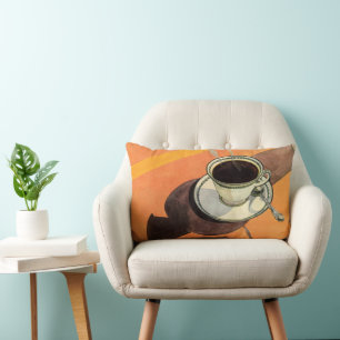 Antiker Kaffeetasse, Untertasse, Löffel, Retro-Din Lendenkissen