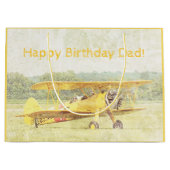 Antiker Kampfflugzeug CUSTOM Flugzeuge gelb Große Geschenktüte (Vorderseite)