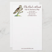 Antiker kanadischer Eulen-Druck-kundengerechtes Briefpapier (Vorne/Hinten)