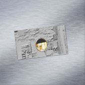 Antiker Kfz-Spiegel mit Prägung der Magnetkarte  Magnetische Visitenkarte (Beispiel)