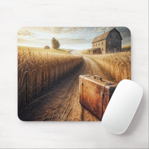 Antiker Koffer auf Farmstraße Mousepad