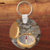 Antiker Kompass auf einem Map-Schlüsselanhänger Schlüsselanhänger (Vorderseite)