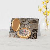 Antiker Kompass auf einer Karte Grußkarten (Gelbe Blume)
