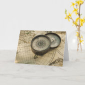 Antiker Kompass auf Karte (Gelbe Blume)