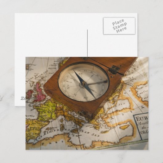 Antiker Kompass auf Karte (Vorne/Hinten)