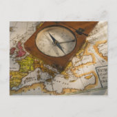 Antiker Kompass auf Karte (Vorderseite)