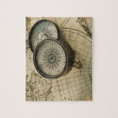 Antiker Kompass auf Karte Puzzle (Vertikal)