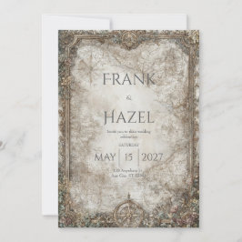 Antiker Kompass Bezaubernde Waldhochzeit Einladung