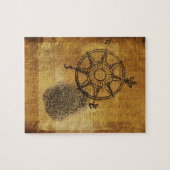 Antiker Kompass-Rose mit Fingerabdruck Puzzle (Horizontal)