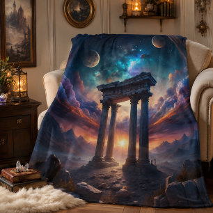 Antiker kosmischer Tempel – Fantasy-Galaxie-Ruinen Fleecedecke