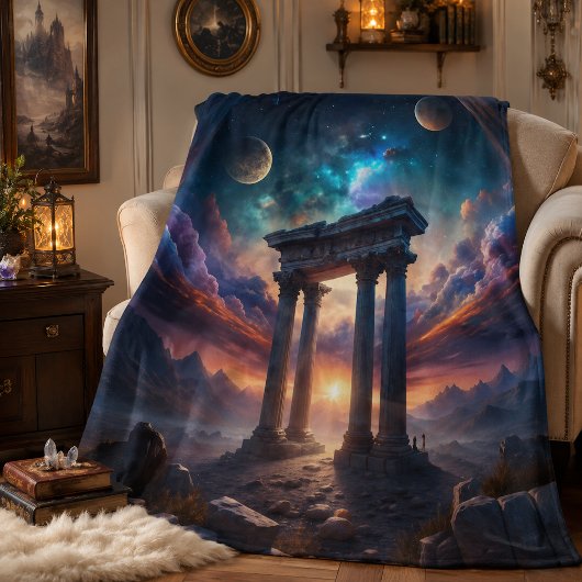 Antiker kosmischer Tempel - Ruinen der Fantasy Gal Fleecedecke