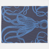 Antiker Krake Blau auf Blau Fleecedecke (Vorderseite (Horizontal))