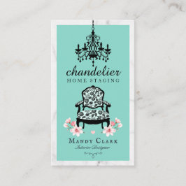 Antiker Kronleuchter und Viktorianischer floraler Visitenkarte