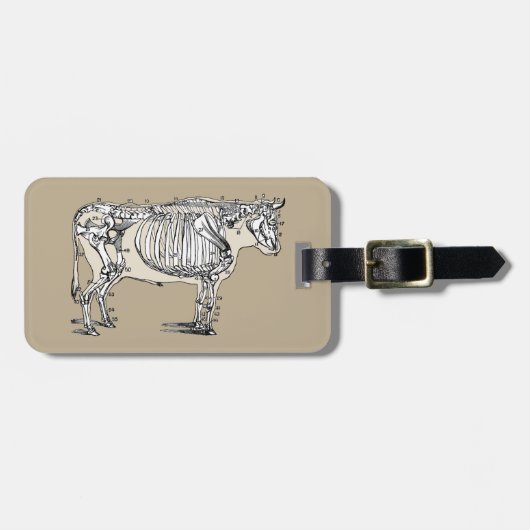 Antiker Kuh Skeleton Knochen Spaß Gepäckanhänger (Vorderseite horizontal)