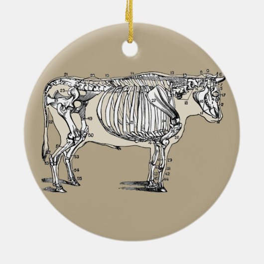 Antiker Kuh Skeleton Knochen Spaß Keramik Ornament (Hinten)