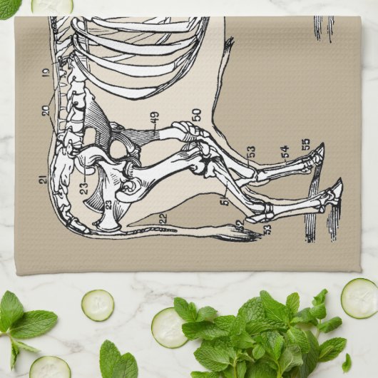 Antiker Kuh Skeleton Knochen Spaß Küchentuch (Gefaltet)