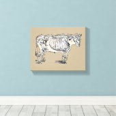 Antiker Kuh Skeleton Knochen Spaß Leinwanddruck (Insitu (Holzboden))