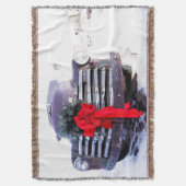 Antiker Lastwagen mit festlichem Weihnachtskranz Decke (Vorderseite Vertikal)