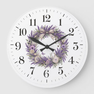 antiker Lavendelkranz aus der Provence Große Wanduhr