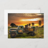 Antiker Lieferwagen im Grünen Dankeskarte (Vorne/Hinten)