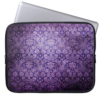 Antiker lila Blumen-Damaskus Laptopschutzhülle