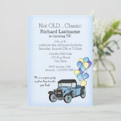 Antiker LKW mit Balloons Geburtstag Einladung (Stehend Vorderseite)