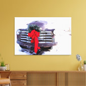 Antiker LKW mit festlicher Weihnachtsfeier Leinwanddruck (Insitu (Wohnzimmer))