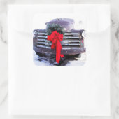 Antiker LKW mit festlicher Weihnachtsfeier Quadratischer Aufkleber (Tasche)