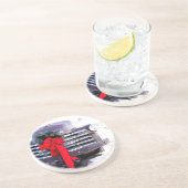 Antiker LKW mit festlicher Weihnachtsfeier Sandstein Untersetzer (Seite)