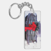 Antiker LKW mit festlicher Weihnachtsfeier Schlüsselanhänger (Vorderseite links)