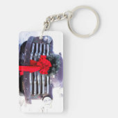 Antiker LKW mit festlicher Weihnachtsfeier Schlüsselanhänger (Rückseite)