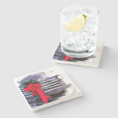 Antiker LKW mit festlicher Weihnachtsfeier Steinuntersetzer (Seitenansicht)