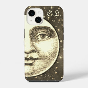 Antiker Mann im Mond Vollmond Gesicht Sepia Gold iPhone 14 Hülle
