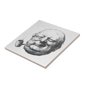 Antiker Mann raucht Pfeife Fliese (Seite)