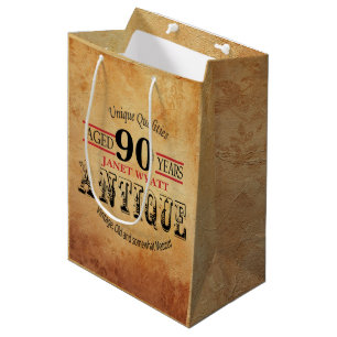 Antiker Meilenstein-90. Geburtstag Mittlere Geschenktüte