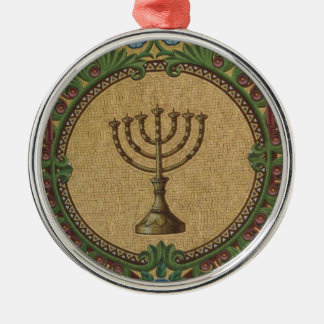 Antiker Mosaik-Tempel Menorah Ornament Aus Metall