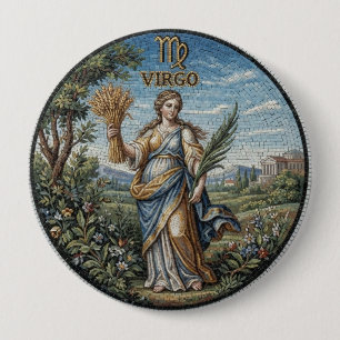 Antiker Mosaik-Zodiak Jungfrau Button