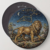 Antiker Mosaik-Zodiak-Löwe im Stil der Antike Button (Vorne & Hinten)